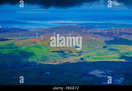 Bauernhof alternative Windenergieanlagen Landschaft uk Stockfoto