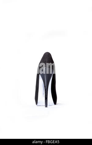 Wildleder und Leder schwarz Womems Stilettos. Stockfoto