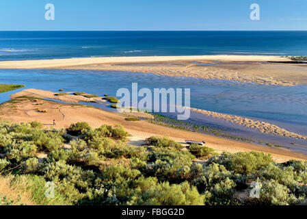 Portugal, Algarve: Blick auf Sandbänke und kleine Inseln der Natur Park Ria Formosa Stockfoto