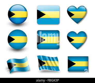 Die Flagge der Bahamas Stockfoto