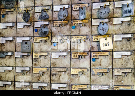 Bergmanns ID-Tags an Mine Museum Saint-Etienne, Frankreich Stockfoto