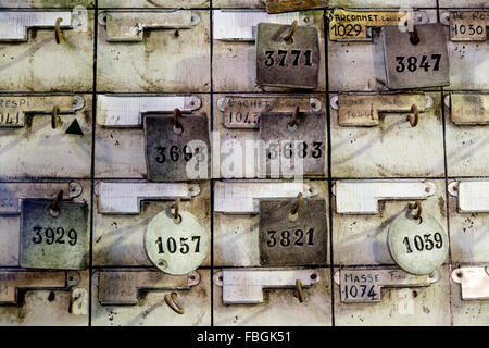 Bergmanns ID-Tags an Mine Museum Saint-Etienne, Frankreich Stockfoto