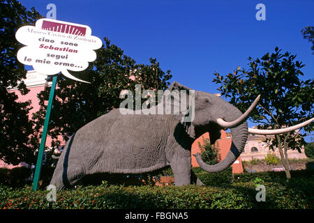 Statue des afrikanischen Elefanten (Loxodonta Africana) in der Nähe der Zoologie-Museum an der Bioparco Rom, Italien Stockfoto