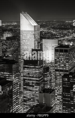 Schwarz & White New York Midtown Luftbild an nahe, mit einer der höchsten Wolkenkratzer von Manhattan: Das Citigroup Center Stockfoto
