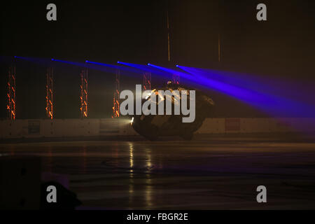 Birmingham, UK, 16. Januar 2016. Terry Grant Stuntfahrer Fähigkeiten Display auf der Autosport International im NEC in Birmingham UK Credit: Steven Reh/Alamy Live News Stockfoto