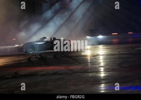 Birmingham, UK, 16. Januar 2016. Terry Grant Stuntfahrer Fähigkeiten Display auf der Autosport International im NEC in Birmingham UK Credit: Steven Reh/Alamy Live News Stockfoto