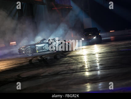 Birmingham, UK, 16. Januar 2016. Terry Grant Stuntfahrer Fähigkeiten Display auf der Autosport International im NEC in Birmingham UK Credit: Steven Reh/Alamy Live News Stockfoto