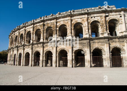 Außenseite der Arena von Nimes, Frankreich Stockfoto