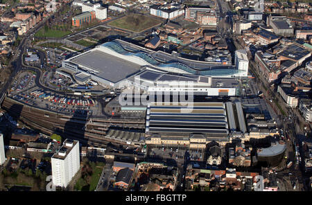 Luftaufnahme von Hull Paragon Station & St Stephens Einkaufszentrum, Hull, UK Stockfoto