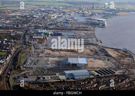 Luftaufnahme des Rumpfes Docks, im Osten der Stadt, East Yorkshire, UK Stockfoto