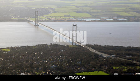 Luftaufnahme des Humber Bridge, Großbritannien Stockfoto