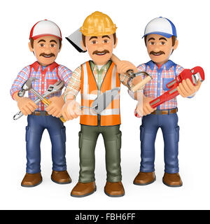 3d-arbeitenden Menschen. Die Arbeitnehmer. Team. isoliert weißer Hintergrund. Stockfoto