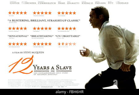 12 Jahre einen Slave (2013) unter der Regie von Steve McQueen und Hauptdarsteller Chiwetel Ejiofor, Michael Kenneth Williams und Michael Fassbender. Verfilmung des biographischen Solomon Northup's Roman im Jahre 1853 über eine freie schwarze Familie Mann, der entführt und in die Sklaverei verkauft veröffentlicht. Stockfoto