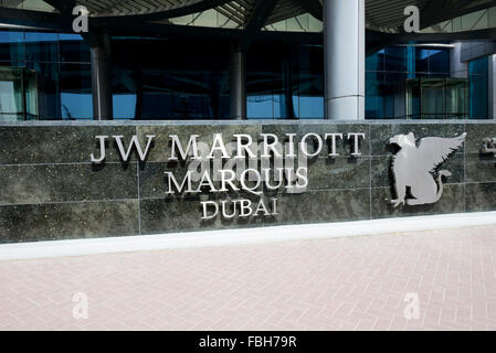 Eingang des Hotel JW Marriott Marquis Dubai, Vereinigte Arabische Emirate Stockfoto