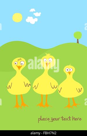 Drei Comic-Enten. Sie sehen surprized. Stock Vektor