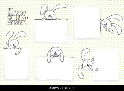 Sammlung von leeren Banner mit Hasen für Ostern Stock Vektor