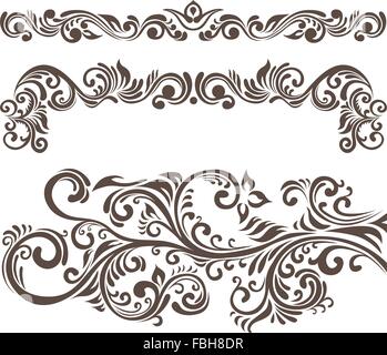 Handgezeichnete lockiges floralen Elementen und Briefköpfe. Stock Vektor