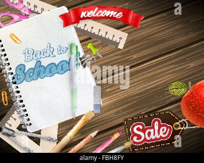 Zurück zu Schule Verkauf Design. EPS 10 Stock Vektor