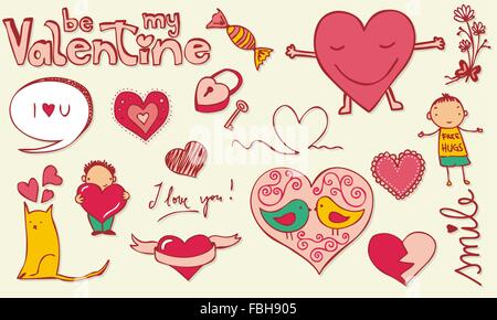 Bunte Liebe Verwandte Doodle für Ihre Valentine-Design. Stock Vektor
