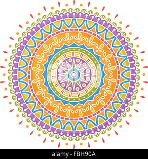 Handrawn bunte Mandala auf weißem Hintergrund Stock Vektor