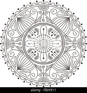 Wunderschöne handgezeichnete Doodle mandala Stock Vektor