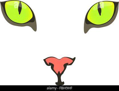 Weiße Katzengesicht mit schönen grünen Augen Stock Vektor