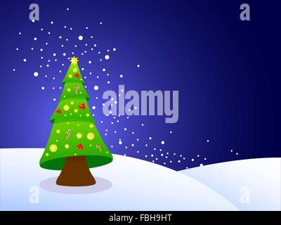 Weihnachtskarte mit Baum auf Winter Hintergrund. Stock Vektor