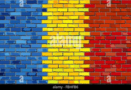 Grunge-Flagge Rumäniens auf eine Mauer Stock Vektor