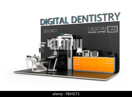 Digitale Zahnmedizin Konzept. Gesichts Patientendaten von dental CT Scan, Labor für 3D-Druck oder Stuhl Seite senden. Stockfoto