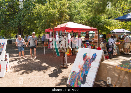 Samstag Dorfmarkt, Huguenot Rd, Franschhoek, Cape Winelands District, Provinz Western Cape, Südafrika Stockfoto