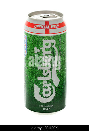 Der Carlsberg das offizielle Bier der England kann Fußball WM 2014 auf einem weißen Hintergrund team Stockfoto