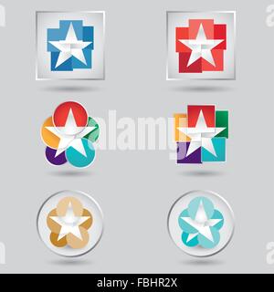 Mosaik-Logo-Design mit Sterne Element prägen und 3D-Effekt Stock Vektor
