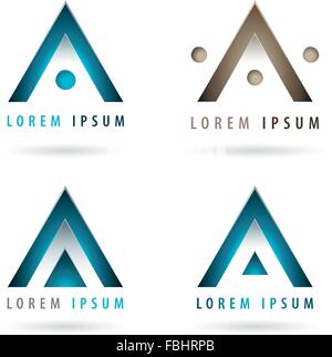 Satz von dynamischen Logos mit Pfeil oder Dreieck-Form Stock Vektor