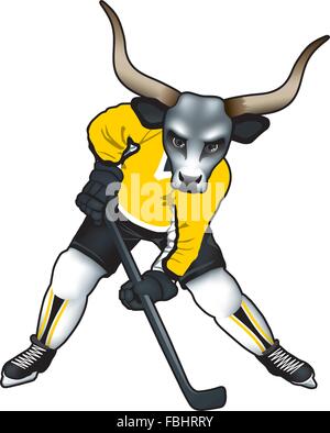 Vektor-Illustration ein Stier Maskottchen für Eishockey-team Stock Vektor