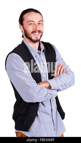 Porträt eines lächelnden jungen Mannes in eine legere Kleidung isoliert auf weißem Hintergrund Stockfoto
