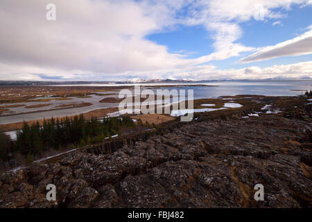 Nationalpark mit Pingvallavatn See in Island Stockfoto