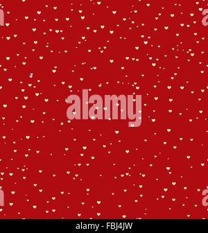 Nahtlose Muster mit weißen Herzen isoliert auf rot Stock Vektor