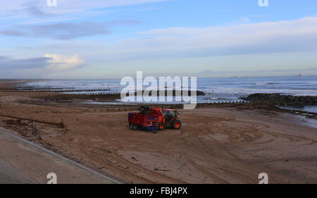 Aberdeen, Großbritannien. 16. Januar 2016. Reinigen Sie am Strand von Aberdeen unterwegs sind. Nach der jüngsten Stürme, die das Ufer mit Ablagerungen aus den Flüssen übersäht Don und Dee Aberdeen, uk. Credit: Stephen Finn/alamy leben Nachrichten Stockfoto