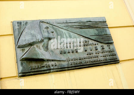 Gedenktafel zu Ehren von Franz Liszt der Komponist an Wand des Pauli-Palastes in Bratislava in der Slowakei an der Donau. Europa Stockfoto