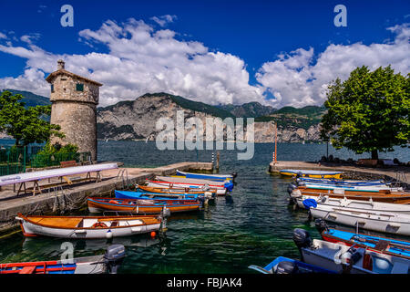 Italien, Venetien, Gardasee, Cassone di Malcesine, Hafen Stockfoto