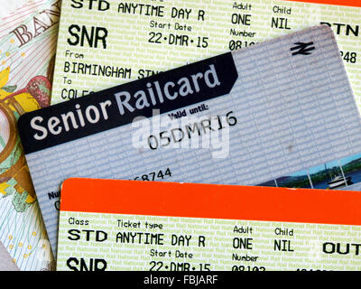 Bahn-Tickets für eine lokale Reise in Birmingham von Coleshill Parkway Station. Stockfoto