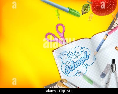 Willkommen zurück in der Schule-Grußkarte. EPS 10 Stock Vektor