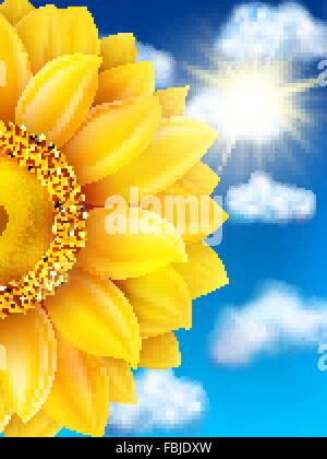 Sonnenblume gegen blauen Himmel. EPS 10 Stock Vektor