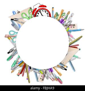 Schulmaterial auf weiß. EPS 10 Stock Vektor