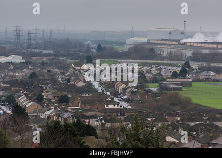 Tata-Stahlwerk in Port Talbot, South Wales. Stockfoto