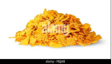 Haufen von Cornflakes isoliert auf weißem Hintergrund Stockfoto