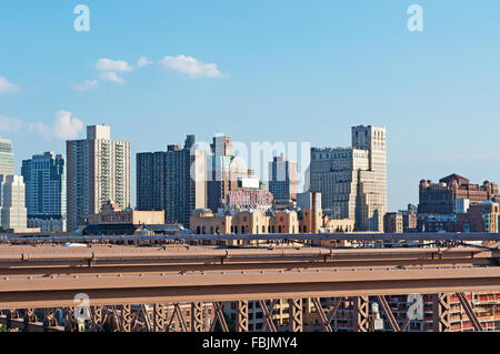 New York, Vereinigte Staaten von Amerika: Brooklyn Skyline aus Brooklynbridge gesehen Stockfoto
