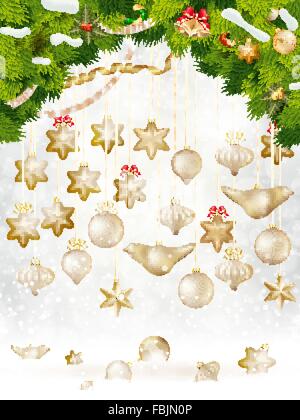 Weihnachtskugel Tanne hängen. EPS 10 Stock Vektor