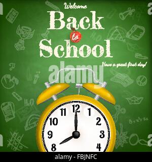 Zurück zur Schule mit Wecker. EPS 10 Stock Vektor