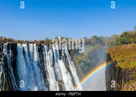 Viktoriafälle in Afrika bildet die Grenze zwischen den Ländern von Sambia und Simbabwe Stockfoto